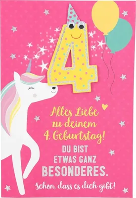Produktbild von 11566 Depesche Zahlenkarte, Glückwunschkarte-Alles Liebe zu deinem 4. Geburtstag! Du