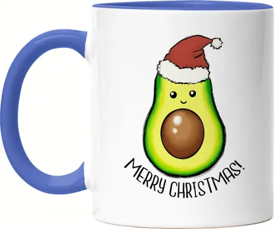Produktbild von Merry Christmas Tasse Blau Geschenkidee Avocado-Fans Süßes Motiv für Weihnachten für Familie Freunde