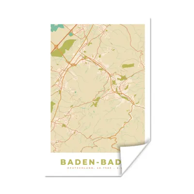 Produktbild von MuchoWow® Poster Baden-Baden - Jahrgang - Karte - Stadtplan 40x60 cm - Plakate für die Wand - Poster Babyzimmer