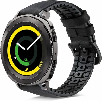 Produktbild von Strap-it Samsung Gear Sport Silikon-/Lederarmband (Schwarz)