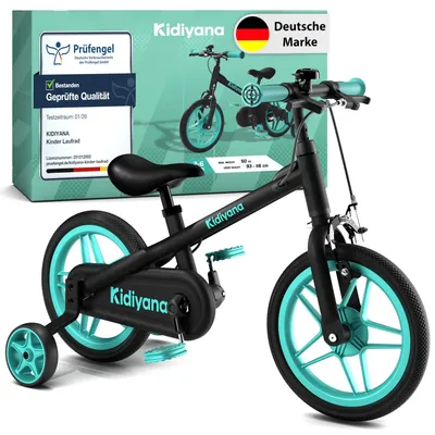 Produktbild von Kidiyana 3 in 1 Kinderfahrrad 12 Zoll Laufrad mit abnehmbaren Pedalen und Stützrädern ab 2 Jahren