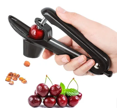 Produktbild von Kirschentsteiner, tragbarer Olivenentsteiner aus Edelstahl zur Herstellung von Kirschmarmelade (schwarz)