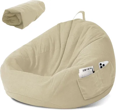 Imagen del producto de Silla saco para niños, sin relleno, de 80x90 cm, fabricada con tejido de punto, apta para interiores y exteriores