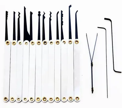Produktbild von Schlossöffnung Werkzeugkasten 15-teilig, Acryl Übungsschloss mit 12 Schlössern und 3 Spannern, transparente Einsteiger-Sammlung für Anfänger