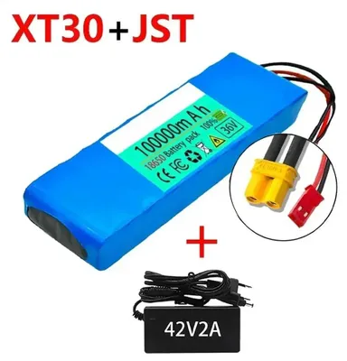 Obrázok produktu pre Batéria pre elektrickú kolobežku – 36V lítiová batéria – 10Ah, 500W – 10S2P, články 18650 – konektor XT30 JST – vrátane nabíjačky