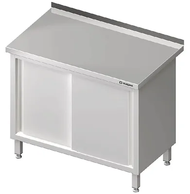 Obrázek produktu pro Arbeitsschrank mit Schiebetüren, 1000x600x850 mm, mit Aufkantung, verschweißt
