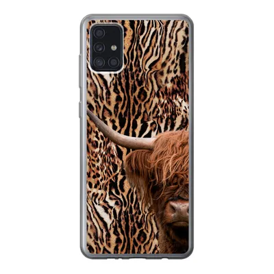 Produktbild von MuchoWow® Handyhülle Schutzhülle Hülle für Samsung Galaxy A52 5G Schottischer Highlander - Kuh - Pantherdruck Silikon Softcase Handy Hülle - Umschlag