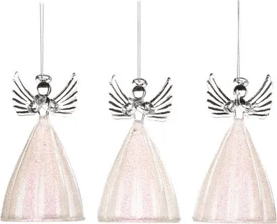 Produktbild von Goodwill Weihnachtskugel-Engel aus Glas weiß 12 cm Sonderangebot sortiert pro 3 Stück