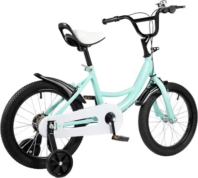 Imagen del producto de Bicicleta infantil de 16 pulgadas, adecuada para niños de 4 a 8 años. Bicicleta para niños, tanto para niñas como para niños. Bicicleta infantil con ruedines. Bicicleta con altura ajustable y ruedines. Colores: verde y