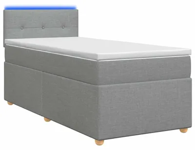 Obrázek produktu pro Postel s pružinovou základnou a matrací, světle šedá, 90 x 190 cm, potahová látka