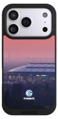 Produktbild von NIVOCASE Handyhülle für Apple iPhone 17 Pro Hülle NIVOpure Case Schwarz FC Schalke 04 Offizielles Lizenzprodukt Stadion