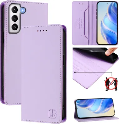 Obrázek produktu pro Kožené pouzdro pro Samsung Galaxy S21+ 5G, flipové pouzdro s přihrádkami na karty, peněženkou a stojánkem Fialový