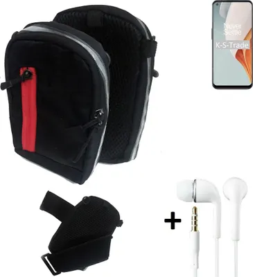 Produktbild von K-S-Trade Outdoor Gürteltasche Holster Umhängetasche + Kopfhörer kompatibel mit OnePlus Nord N100 schwarz Handy Tasche Case travelbag Schutzhülle
