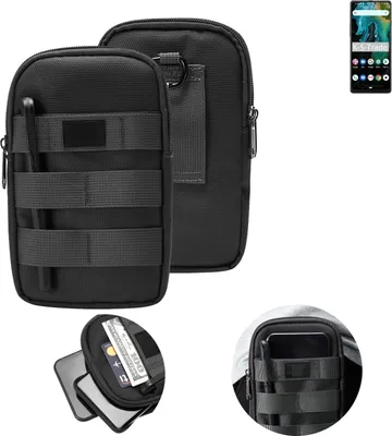 Produktbild von K-S-Trade Holster Gürtel Tasche kompatibel mit Cubot Max 3 Handy Tasche Schutz Hülle dunkel-grau viele Fächer, 1x