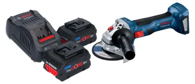 Obrázok produktu pre Bosch GWS 18V-7 Professional akumulátorová uhlová brúska 18 V 115 mm bezkefová + 2x akumulátor ProCORE 5,5 Ah + nabíjačka