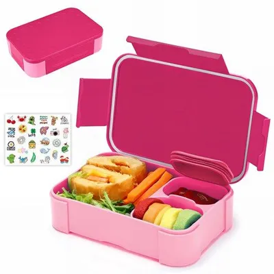 Productafbeelding van Ibenzoa® lunchbox voor kinderen, met compartimenten, BPA-vrij (PP), 900 ml, siliconen afdichting, lekvrij, 2 veiligheidssluitingen, geschikt voor de magnetron tot 120°C