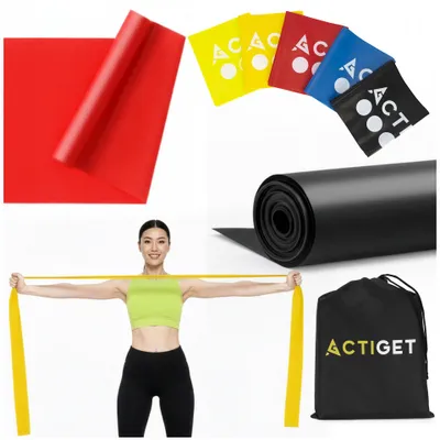 Obrázok produktu pre Fitness pásky ACTIGET so slučkami, 5 ks – odpor 1–15 kg na tréning a rehabilitáciu