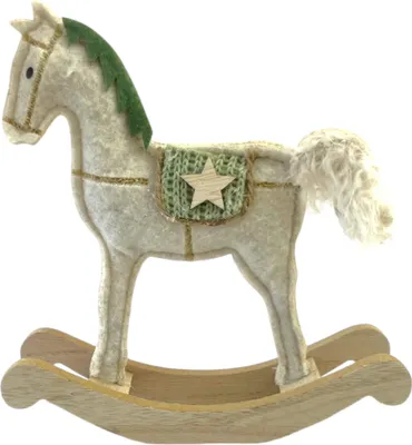 Produktbild von Schaukelpferd auf Holzbasis ca. 15cm creme-weiß