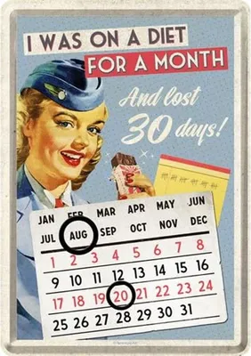 Image de Nostalgic-Art - Blechpostkarte/Tischkalender - J'étais sur un Diet....