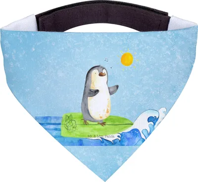 Produktbild von Mr. & Mrs. Panda Bandana Pinguin Surfer - Eisblau - Geschenk, Urlaub, Tuch für Hunde, Hundehalstuch, Hawaii, Hals, Halstuch Hund, Motiviert, Optimistisch, Portugal