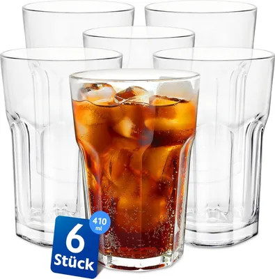 Produktbild von KONZEPT - Wassergläser Set 6-teilig, Große Gläser, 410ml, Trinkgläser Set, Stapelbar - ideal für Saft, Eiskaffee Cocktails, Latte Macchiato