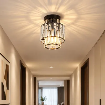 Imagen del producto de Lámpara de techo ZMH, cristal , foco E27, diseño moderno, ideal para dormitorio, pasillo, salón, cocina