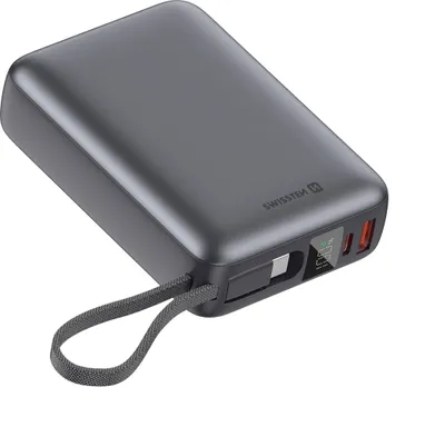 Immagine prodotto di Swissten 20000 mAh 45W con cavo USB-C integrato, argento