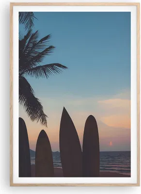 Produktbild von Gerahmtes Poster - Rahmen in heller Eiche - Strand Meer Palme - 70x100 cm - Wand Bild - Wanddeko - Wandbilder - Wandposter - Bilderrahmen - Bilder - Kunstdruck - Wandbild - P2NPA70x100-4080