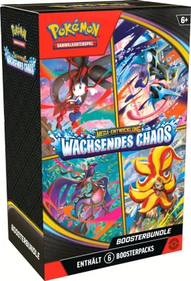 Produktbild von Amigo Pokémon-Sammelkartenspiel: Boosterbundle Mega-Entwicklung - Wachsendes Chaos Sonstige