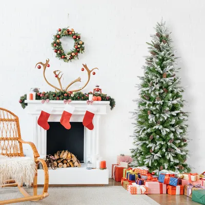 100 cm Knstlicher Weihnachtsbaum mit Schnee & Beleuchtung,