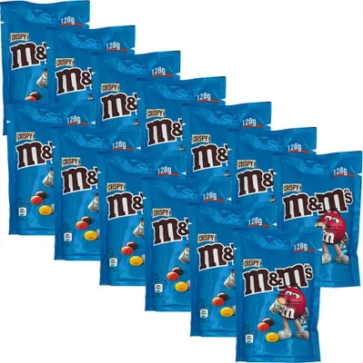 Produktbild von M&M's Crispy, Schokolinsen mit Knusperreiskern 13x 128g Beutel