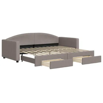 Zdjęcie produktu dla vidaXL Rozkładane łóżko dzienne z szufladami Taupe 90x200 cm tkanina