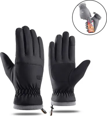 Produktbild von Warme Handschuhe für Herren Winter winddicht Handschuhe, rutschfeste Sport-Fahrradhandschuhe, Outdoor-Touchscreen Handschuhe,MannxschwarzxEinheitsgröße
