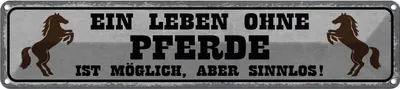 Produktbild von vianmo Blechschild 10x46 cm Leben ohne Pferde sinnlos Tier Haustier Pferd