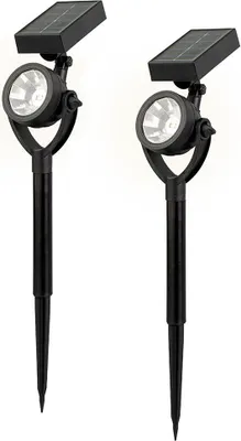 Produktbild von Solar Gartenstrahler LED Schwarz 2 Stück Solarleuchte Gartenleuchte Beleuchtung