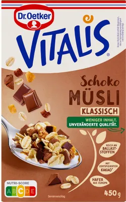 Produktbild von Dr. Oetker Vitalis Schokomüsli Vollkorn klassisch Packung 450g