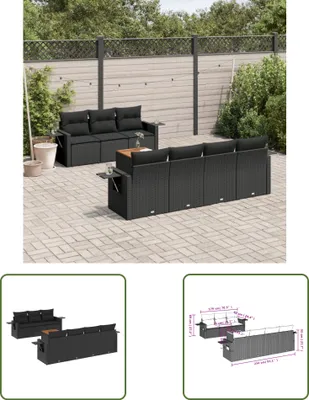 Produktbild von The Living Store 8-tlg. Garten-Sofagarnitur mit Kissen Schwarz Poly Rattan