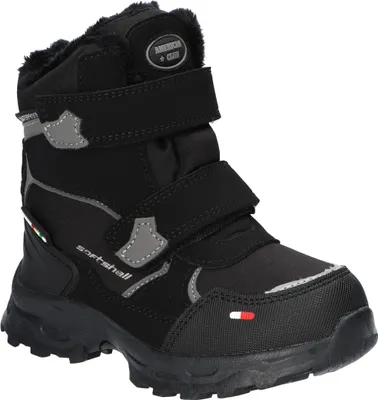 Produktbild von American Club Hl106 Kinder Winterstiefel Softshell mit Klettverschluss | Gefüttert mit Fleece | Wasserdicht, Rutschfest & Warm | hochwertig Winterschuhe Schwarz 33