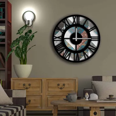 Produktbild von Opviq, 5050MS-067, Wanduhren, Mehrfarbig, MDF, 50 x 50 cm