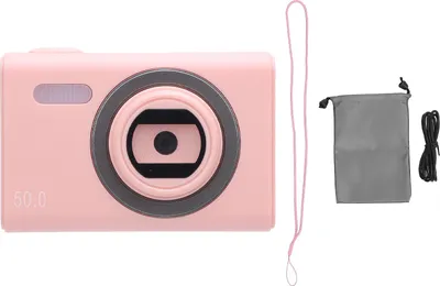 Zdjęcie produktu dla Kieszonkowy aparat cyfrowy, przedni i tylny, 48 MP, nagrywanie wideo HD, CCD, 2,2-calowy ekran TFT do użytku w domu, w podróży, czerwony