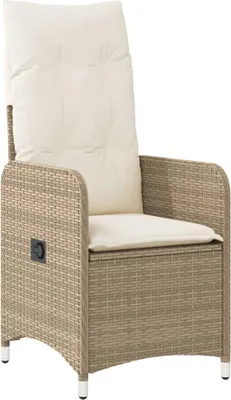 Obrázok produktu pre vidaXL Záhradné kreslo s vankúšom Nastaviteľné béžové Poly Rattan