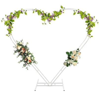 Produktbild von Hochzeitsbogen Herz Ballon Bogen Metall Stand Basis Rahmen DIY Gebogene Bögen Blumenbogen Weiß Arch Frame für Geburtstag Hochzeitstag Party Deko