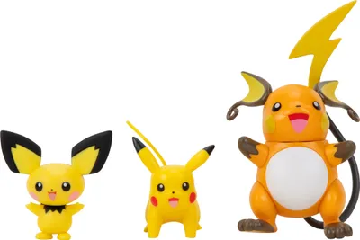 Produktbild von Jazwares Paket Mit 3 Figuren Select Evolution Pichu. Pikachu. Raichu Pokémon Gelb  Gelb One Size