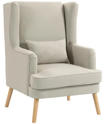 Produktbild von HOMCOM Sessel mit hoher Rückenlehne, breitem Sitz, Lendenkissen, Beige