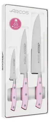 Produktbild von Küchenmesserset Küchenmesser Schälmesser - 3-teilig - Rosa - Nitrum-Edelstahl - Für Gemüse, Obst und Fleisch