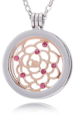Produktbild von Morella® Damen Halskette 70 cm Edelstahl und Anhänger mit Coin Himmelsornament roségold 33 mm im Schmuckbeutel