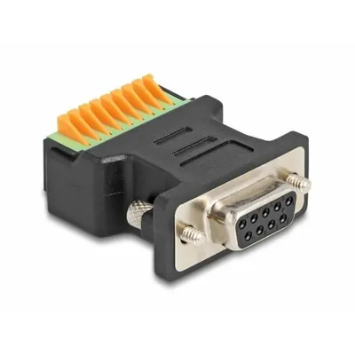 Produktbild von DeLOCK D-Sub 9 Buchse zu Terminalblock Adapter mit Drucktaster, D-Sub 9 pin, 9 pin terminal block, Schwarz