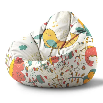 Image de Dreamroots Pouf Paradise Enfants avec garnissage, Coussin de sol Pouf, Chambre Enfants 70x70x105 cm, Bean Bag Enfants, Pouf Enfants, Happy Yellow Bird