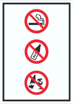 Produktbild von Schild Alkohol Rauchen Glas verboten Symbol hochkant A4 Rückseite selbstklebend