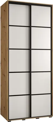 Produktbild von MEBLE KRYSPOL Cannes 4 Schrank mit 2 Schiebetüren - 205,2x110x45 cm - Artisan Weiß Schwarz